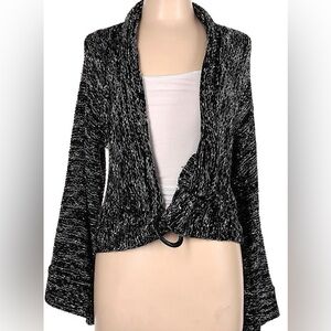 Vertigo Paris Knit Black & White Crop Cardigan Ring Closure at Waist Size L